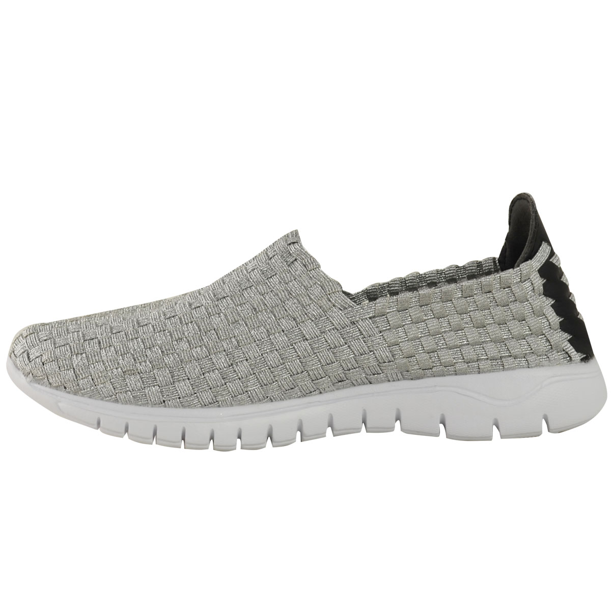 Ladies Womens Slip On Casual Walking Running Woven Gym Pumps Trainers Shoes Size