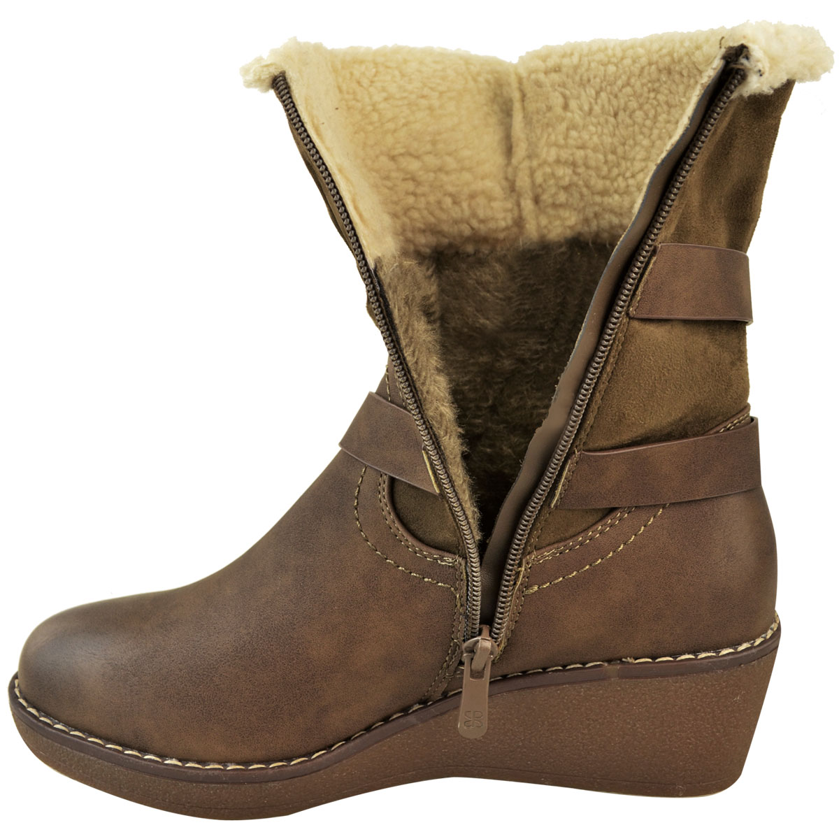 WOMENS WINTER ANKLE BOOTS WARM FUR LINED WALKING COMFOR 