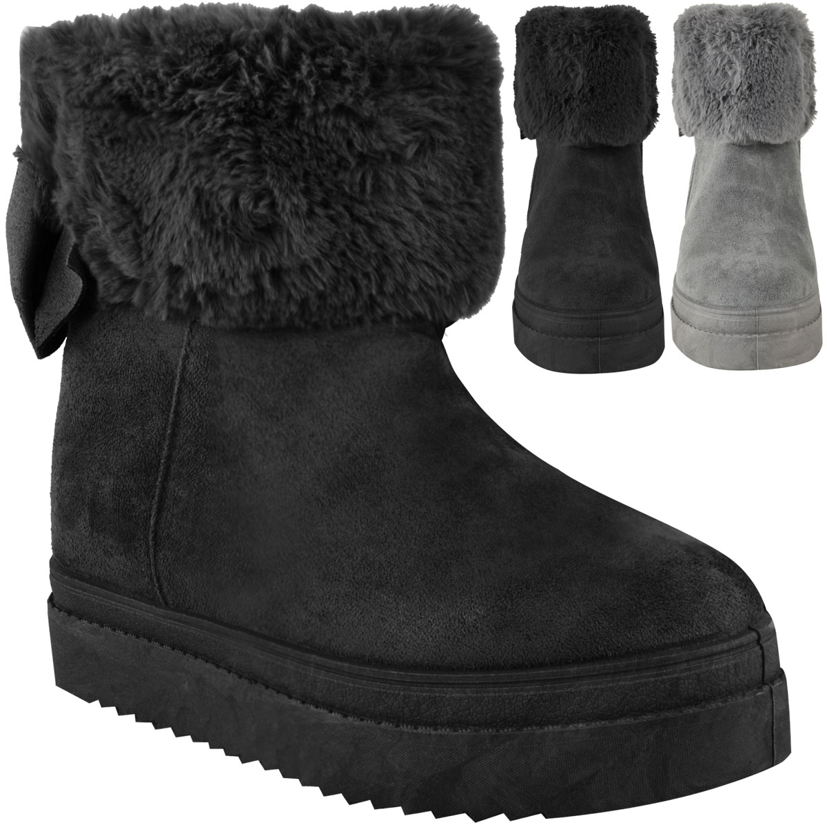 ladies black fur lined ankle boots