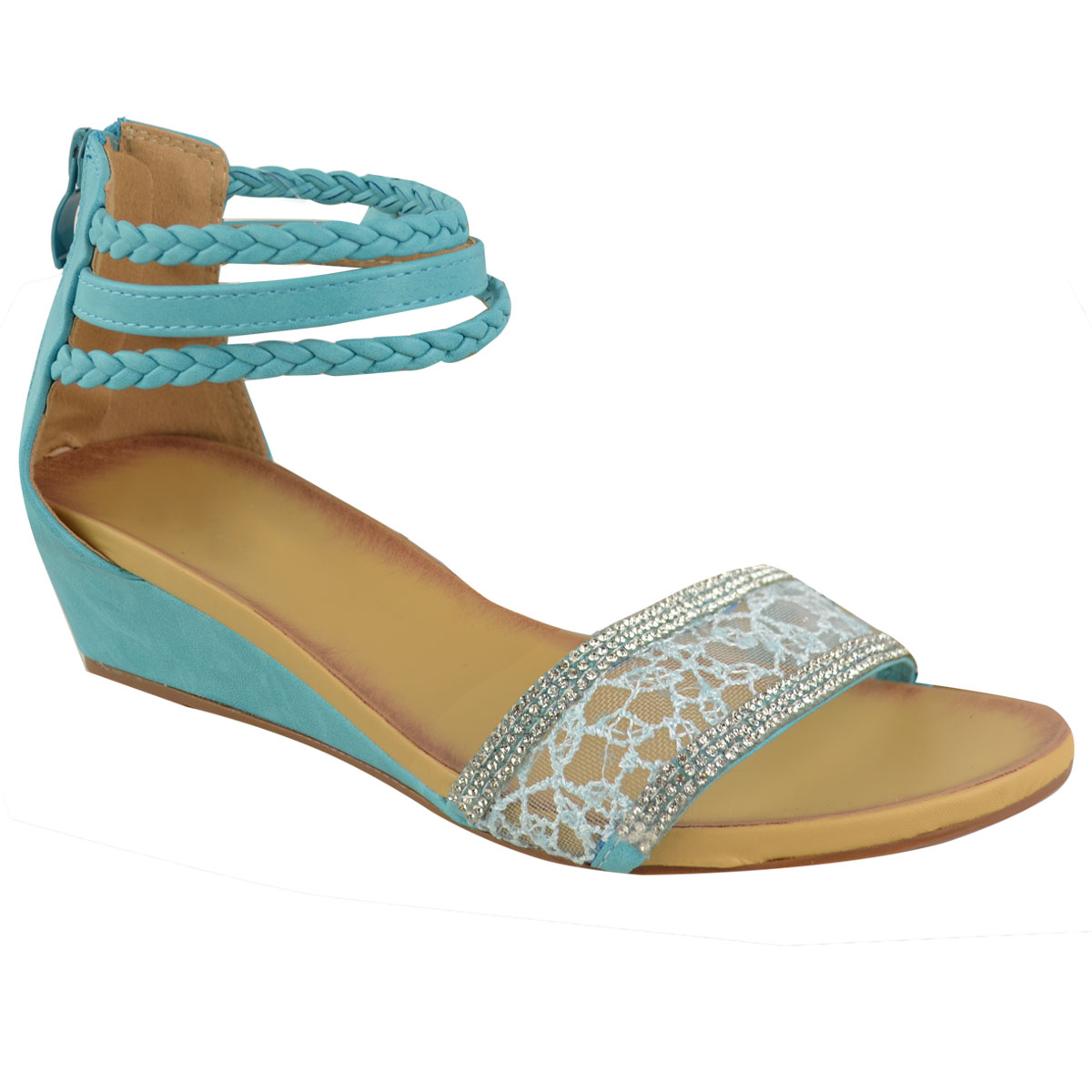 ... WOMENS-LOW-HEEL-WEDGE-SUMMER-SANDALS-ANKLE-STRAPPY-DIAMANTE-SHOES-SIZE