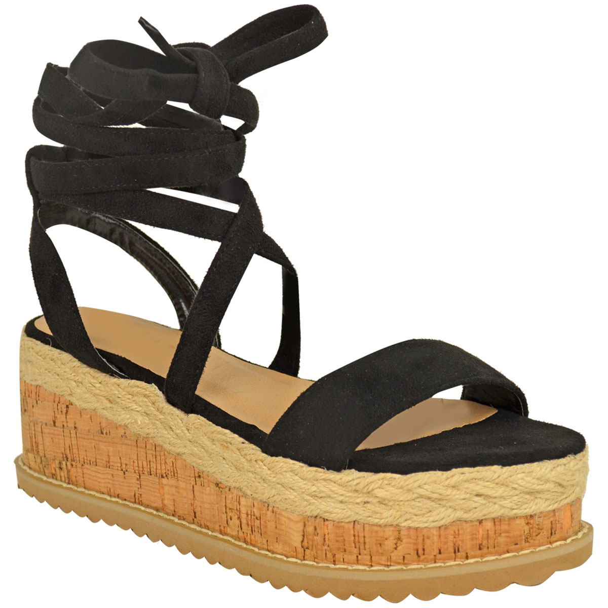 Womens Flat Wedge Lace Tie up Sandals Platform Summer Shoes | eBay
