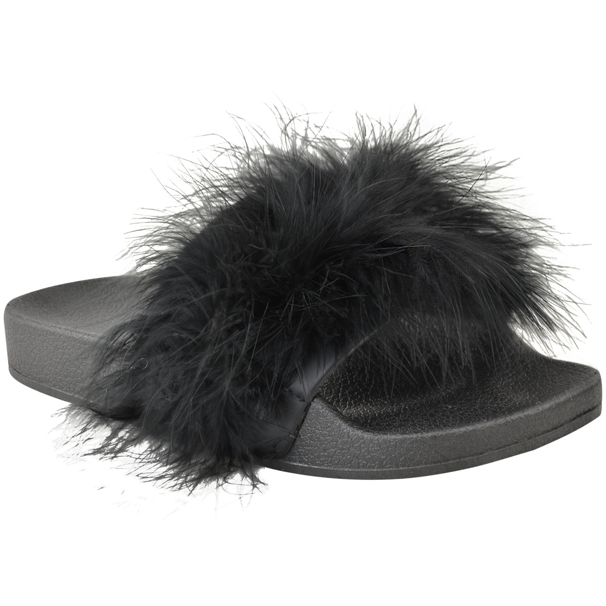 Women Slippers Ladies Faux Fur Fluffy Flat Sliders Comfy Sandals Flip Flop Shoes 