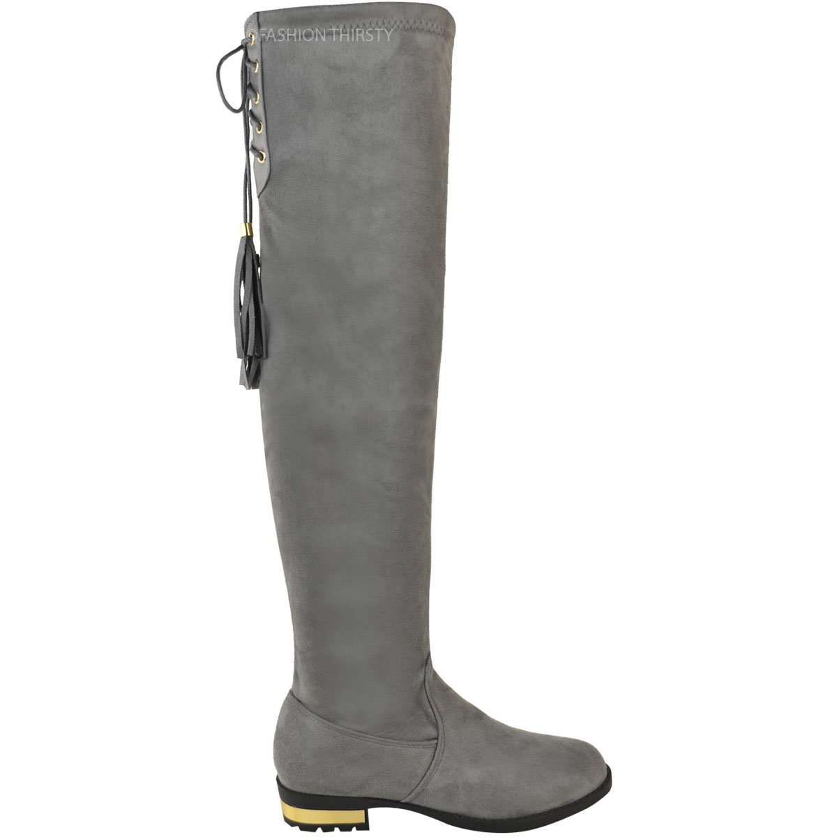 grey suede knee high boots flat