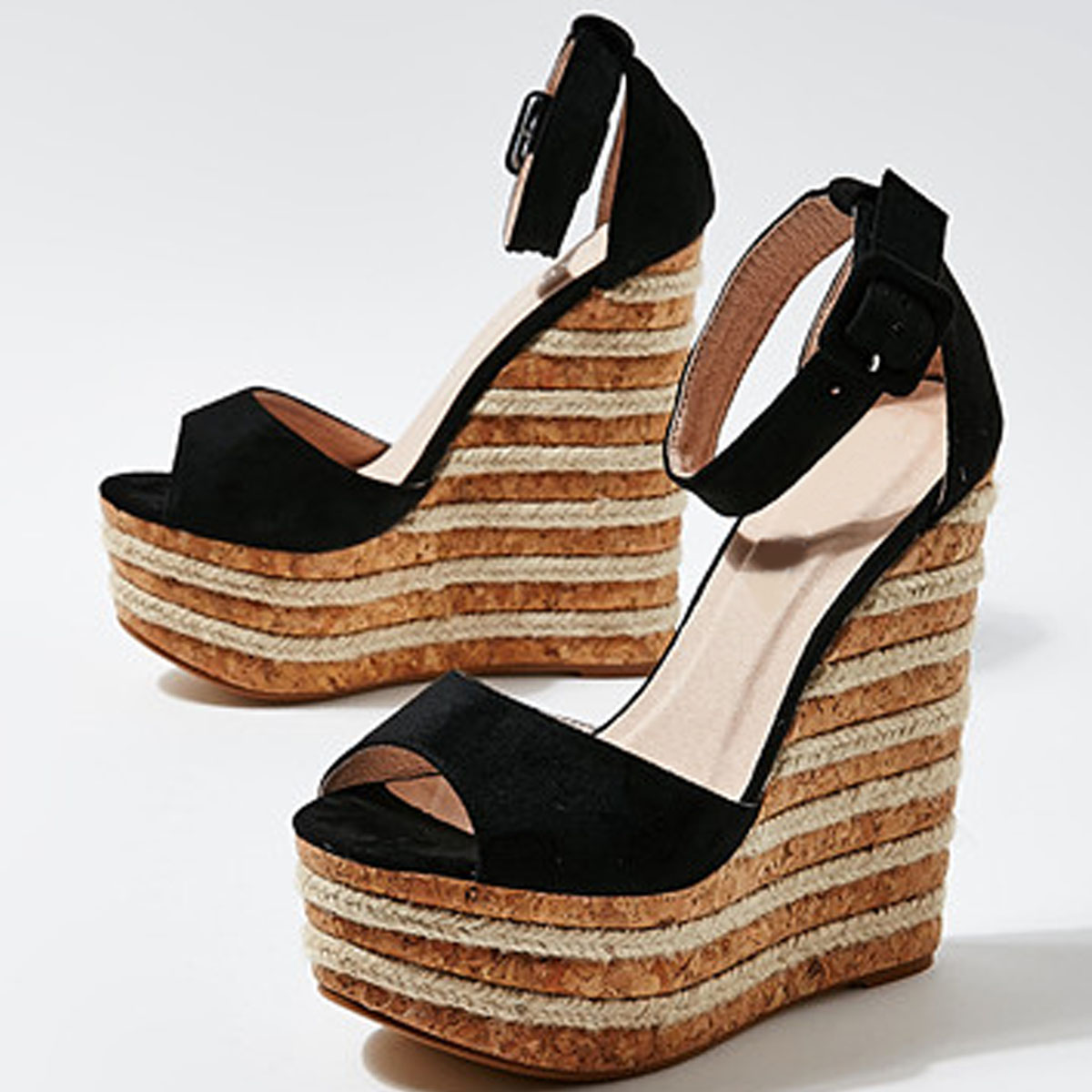 UK Womens High Wedge Platform Espadrille Sandals Ladies Summer Ankle Strap Shoes 