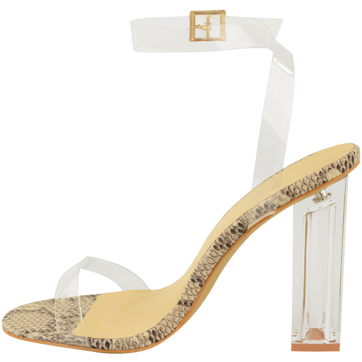 Fashion Thirsty Womens Perspex Strap Jewel Gem Stiletto Heel Sandals Size