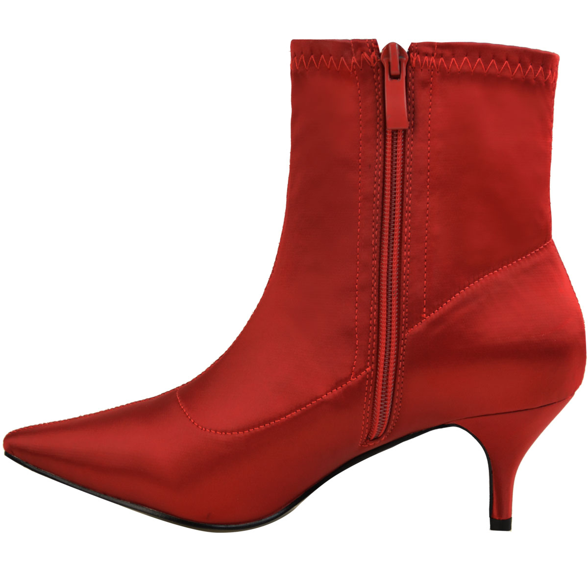 low heel red ankle boots