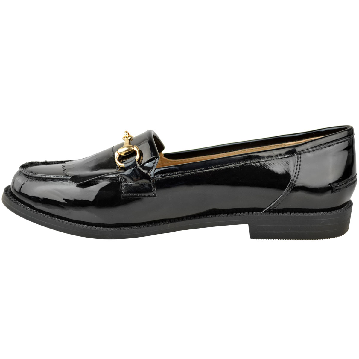 Womens Ladies Flat Loafers Casual Black Fringe Tassel Work School Pumps Shoes 
