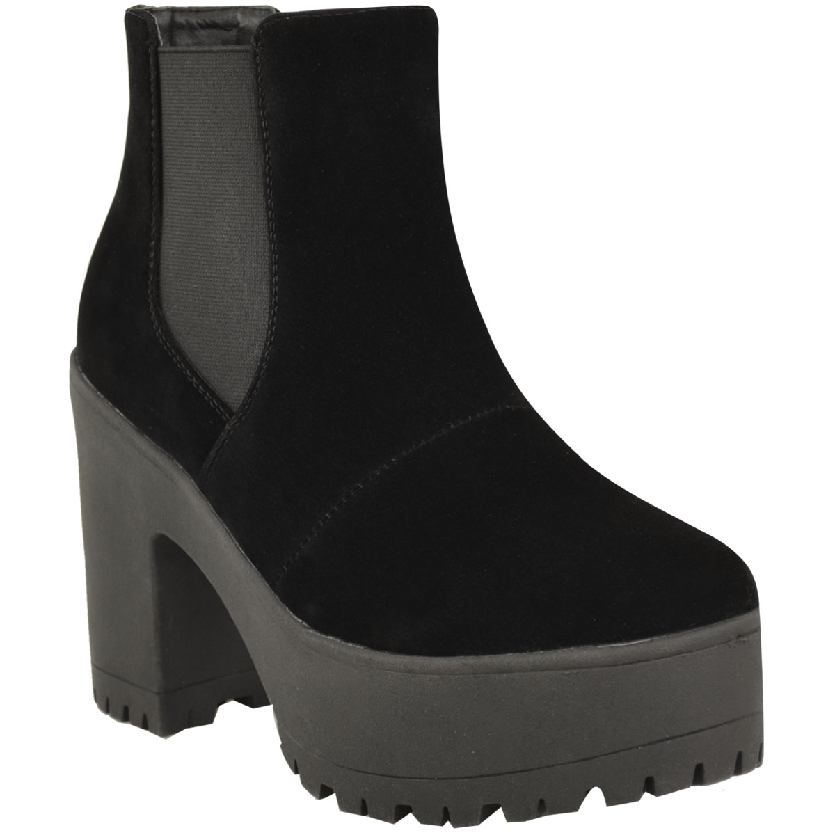 Womens Black Winter Chelsea Ankle Boots Low Block Heel Bargain Price Ladies New | eBay