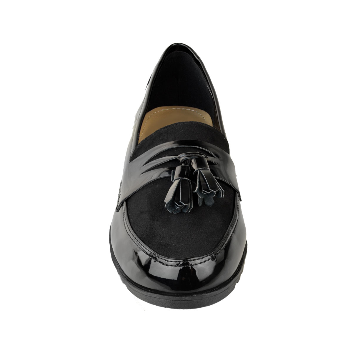 Spot On F90008 Ladies/Older Girls Black School/Work/Casual Loafer Shoes 