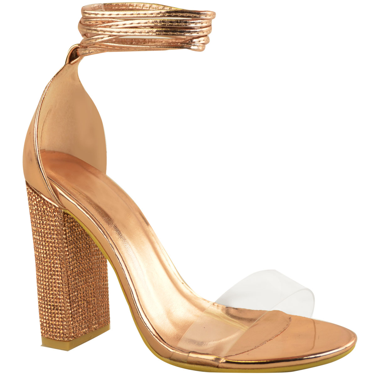 gold perspex heels