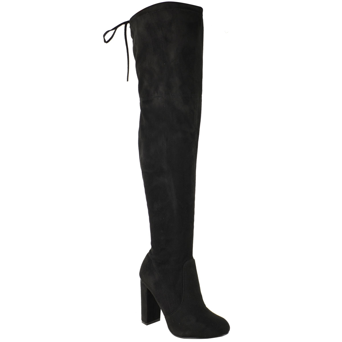 Womens Thigh High Boots Ladies Stretchy Over The Knee Long Plain Heel Shoes Size 