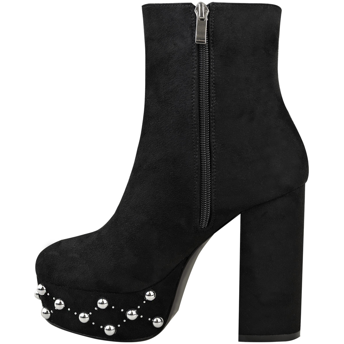 Womens Ladies Chunky Platform Ankle Boots Studded Block High Heels Shoes Size 