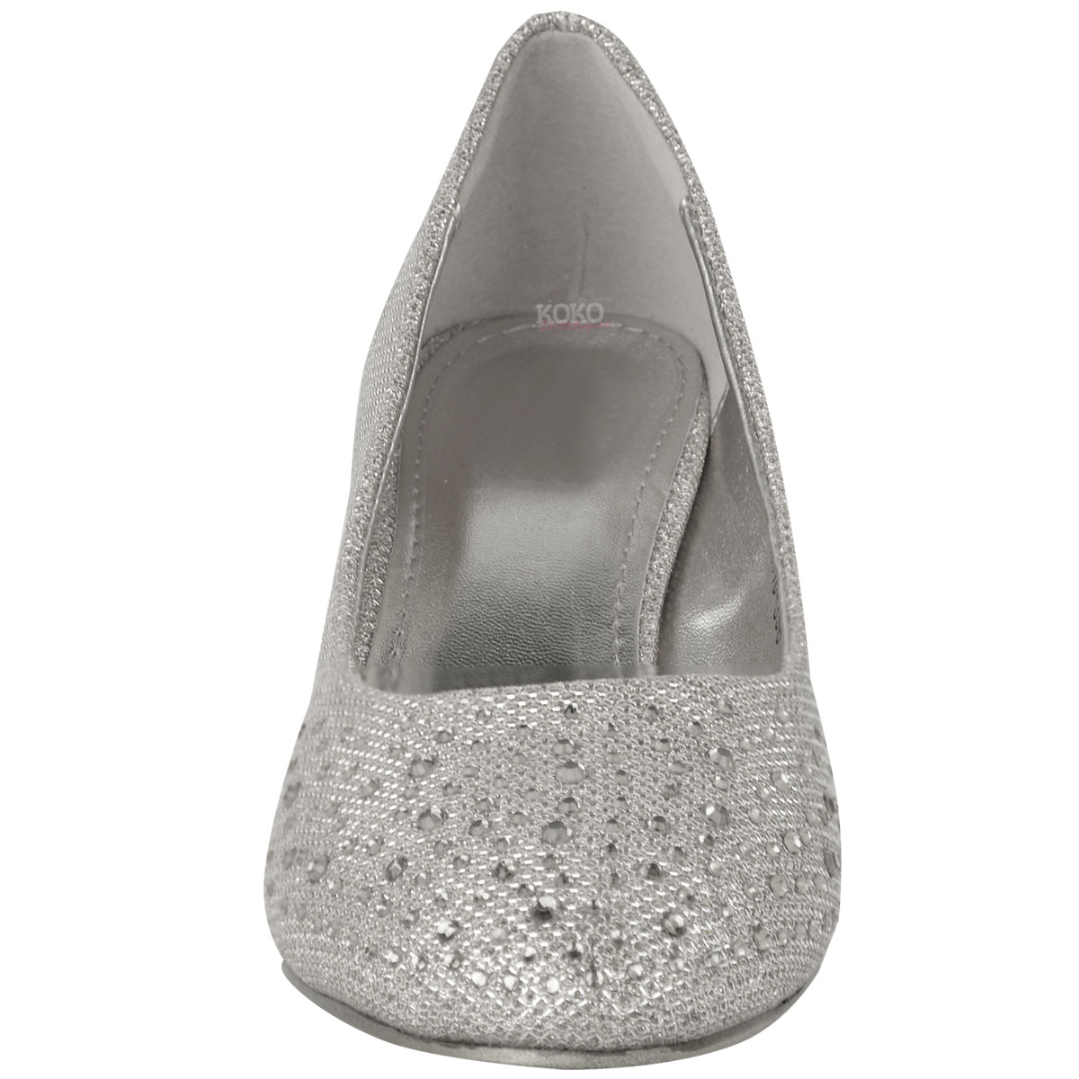 silver kitten heel court shoes