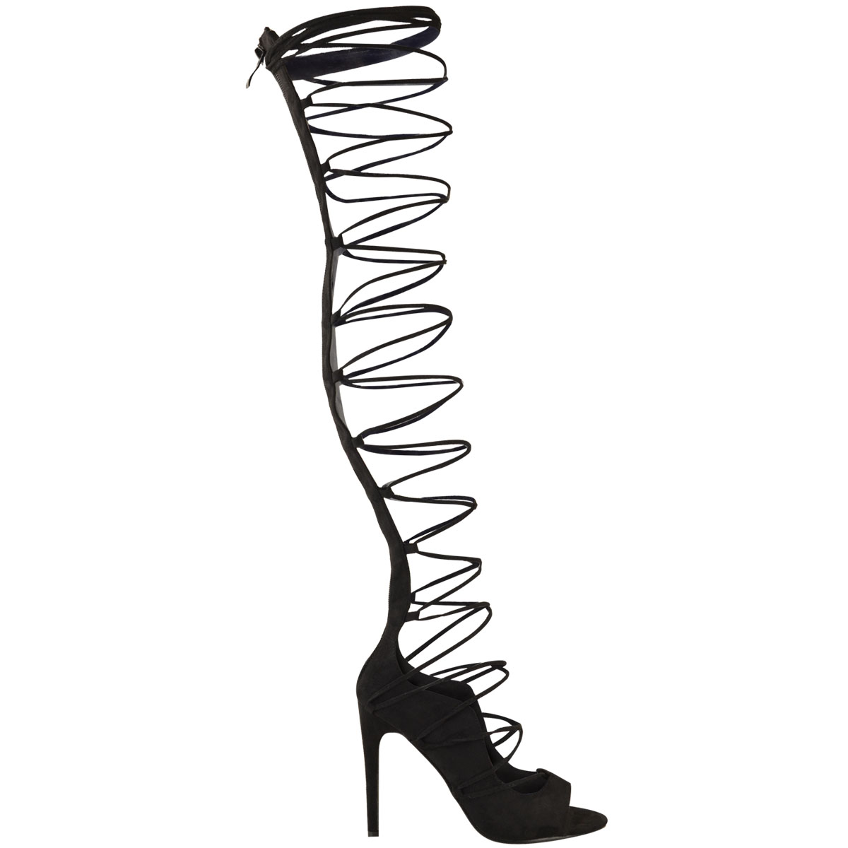 Womens Ladies Thigh High Lace Up Stiletto Heels Sandals Sexy Party Boots  Size UK | eBay