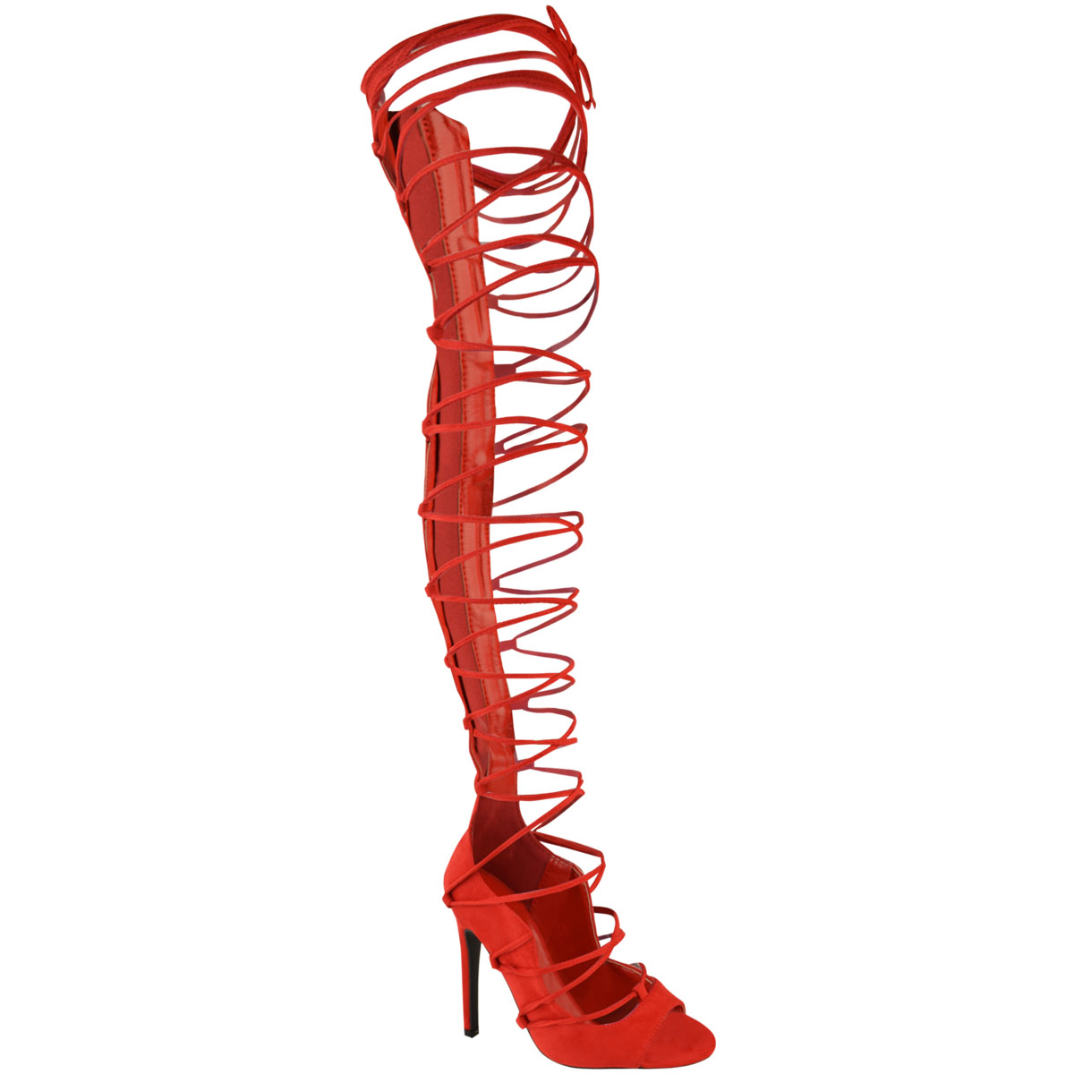thigh high lace up sandal heels