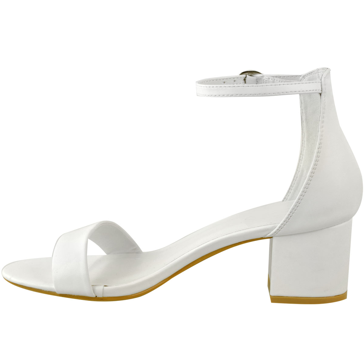 low block heel white
