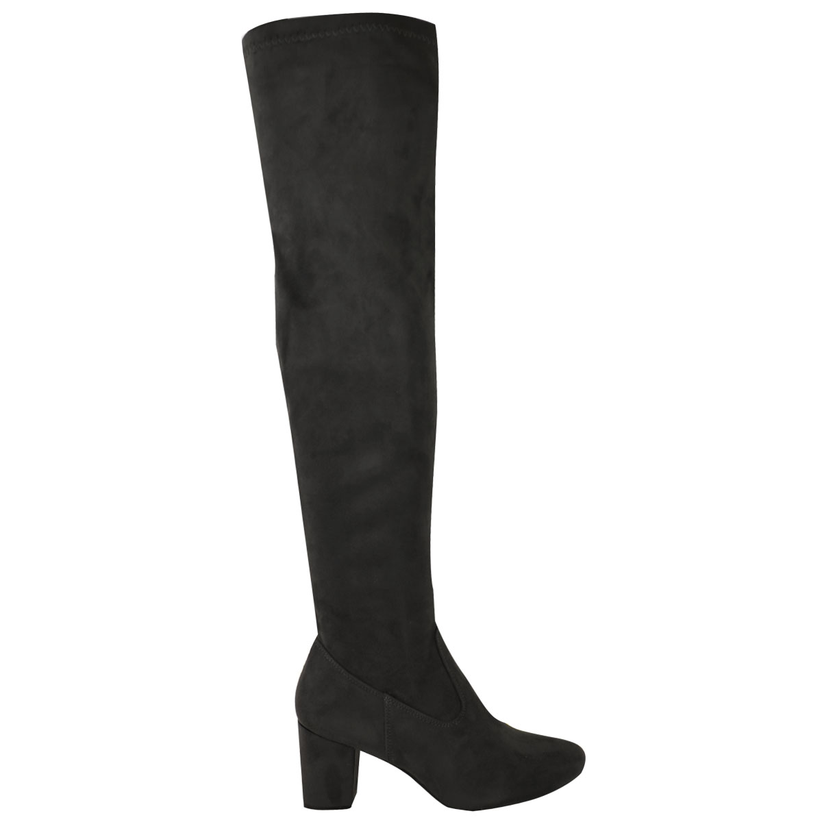 Womens Ladies Black Low Block Heel Over The Knee Thigh Boots Winter Size UK eBay