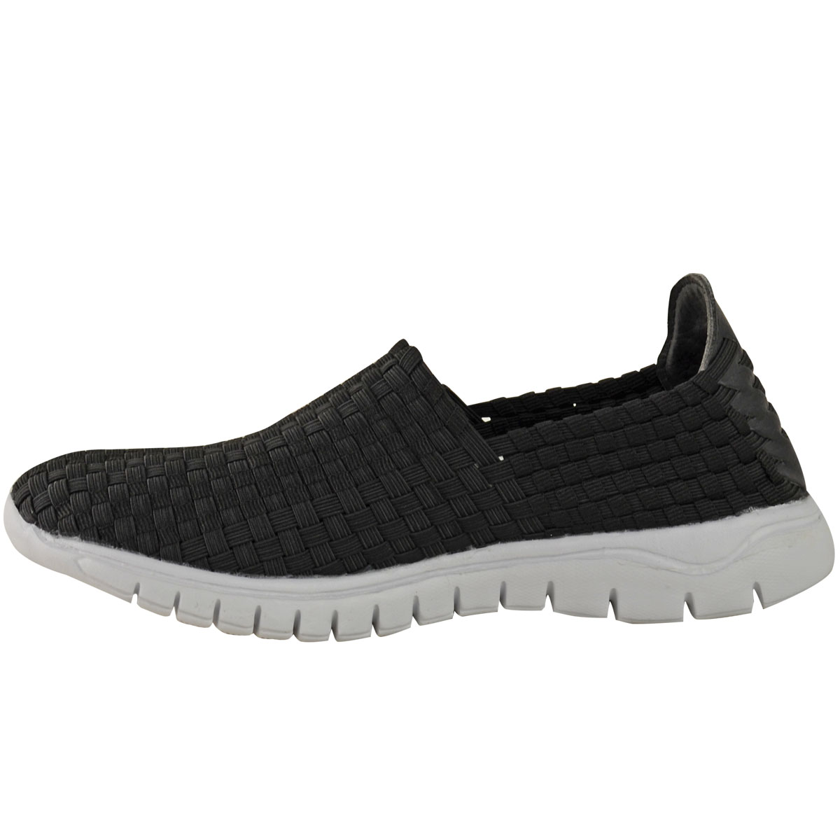 Ladies Womens Slip On Casual Walking Running Woven Gym Pumps Trainers Shoes Size