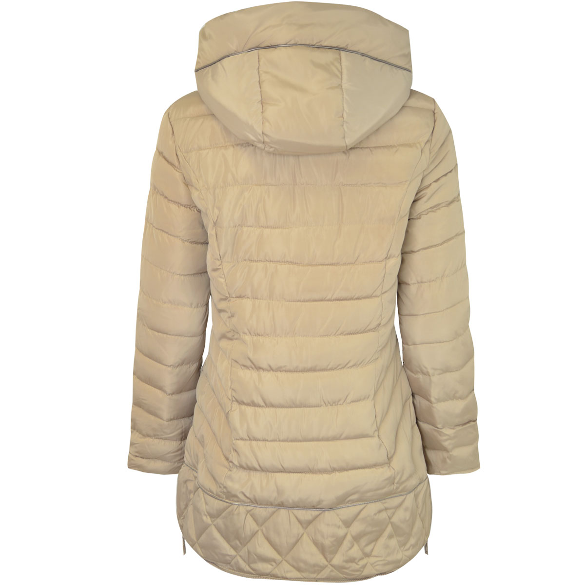 Ladies Womens Long Padded Hooded Quilted Winter Jacket Warm Coat ...