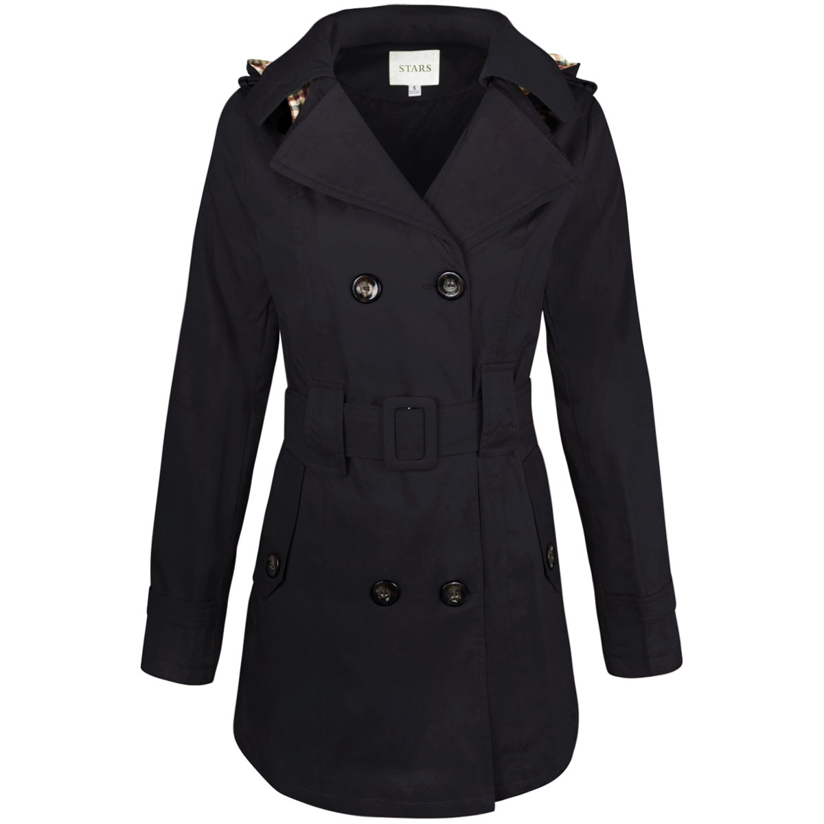 New Womens Mac Coat Trench Jacket Double Breasted Belted Summer ...
