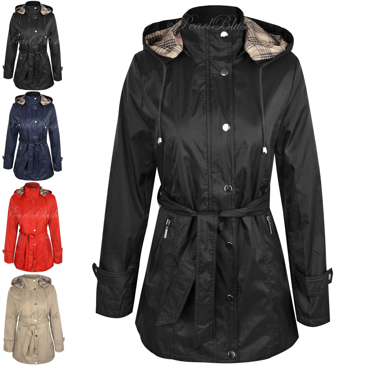 New Summer Mac Jacket Womens Ladies Coat Smart Belted Fitted Trench ...