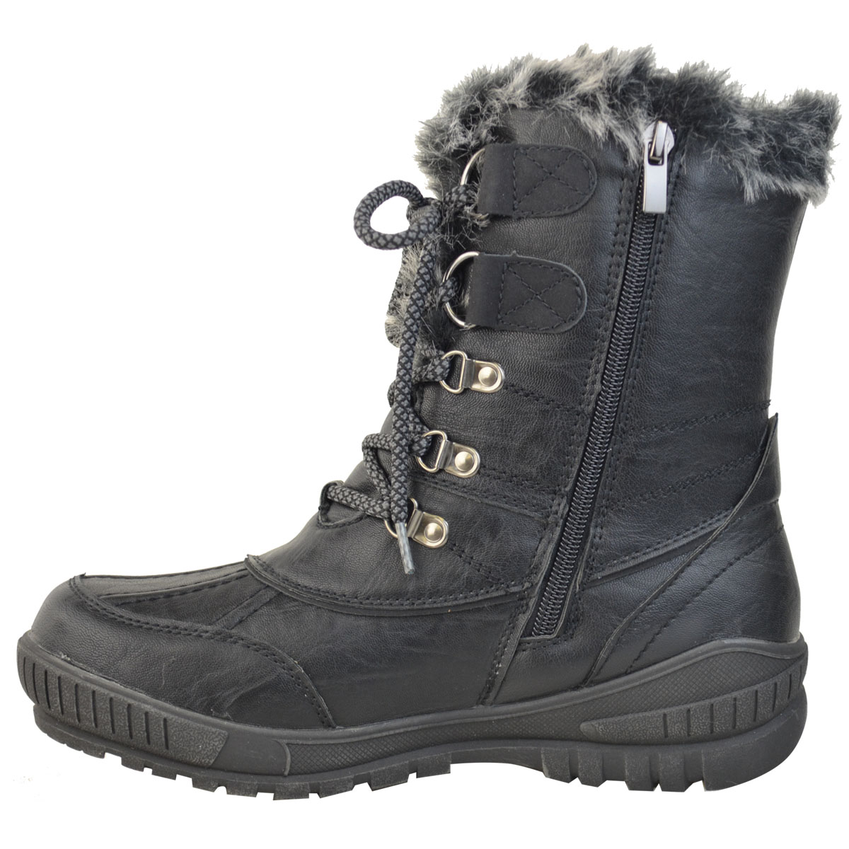 Womens Ladies Snow Ski Ankle Boots Winter Rain Thermal Fully Fur Lined ...