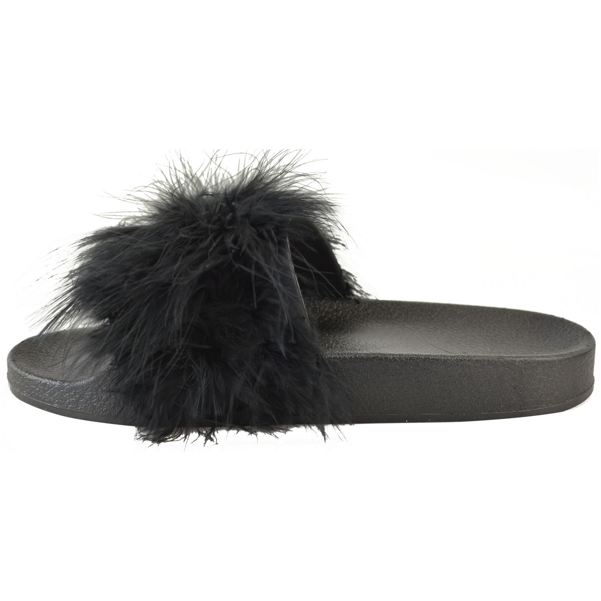 Womens Ladies Furry Slides Fluffy Sandals Summer Slides Comfy Slippers ...