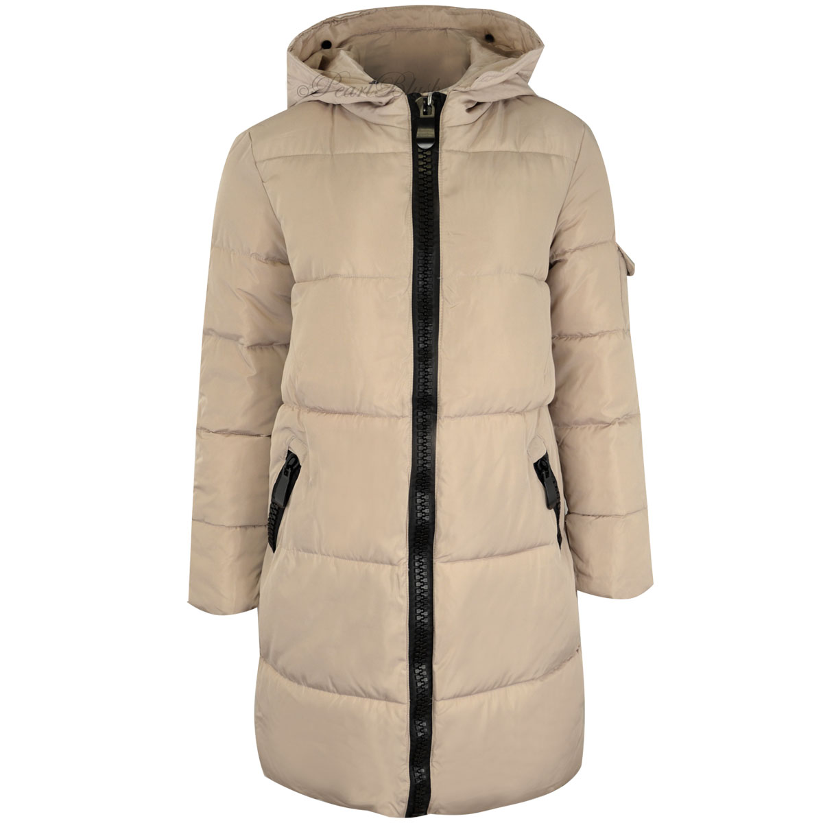Womens Ladies Quilted Long Winter Coat Padded Puffer Fur Collar Hooded ...
