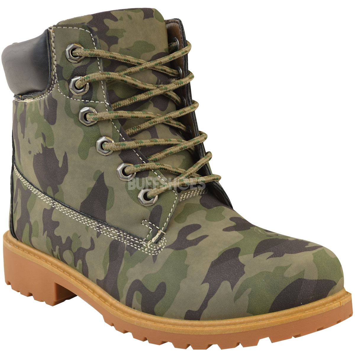 Womens Ladies Combat Army Boots Military Grip Hiking Walking Lace Up ...