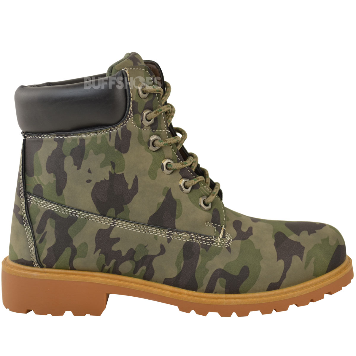 Womens Ladies Combat Army Boots Military Grip Hiking Walking Lace Up ...