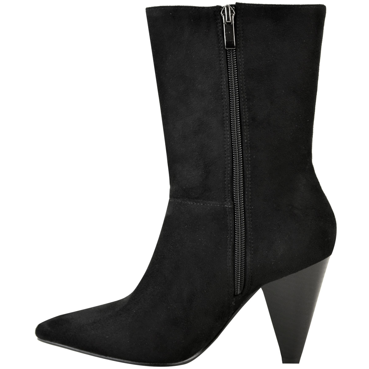 Womens Ladies Pull On Slouch Ankle Boot Cone Block High Heel Celeb ...
