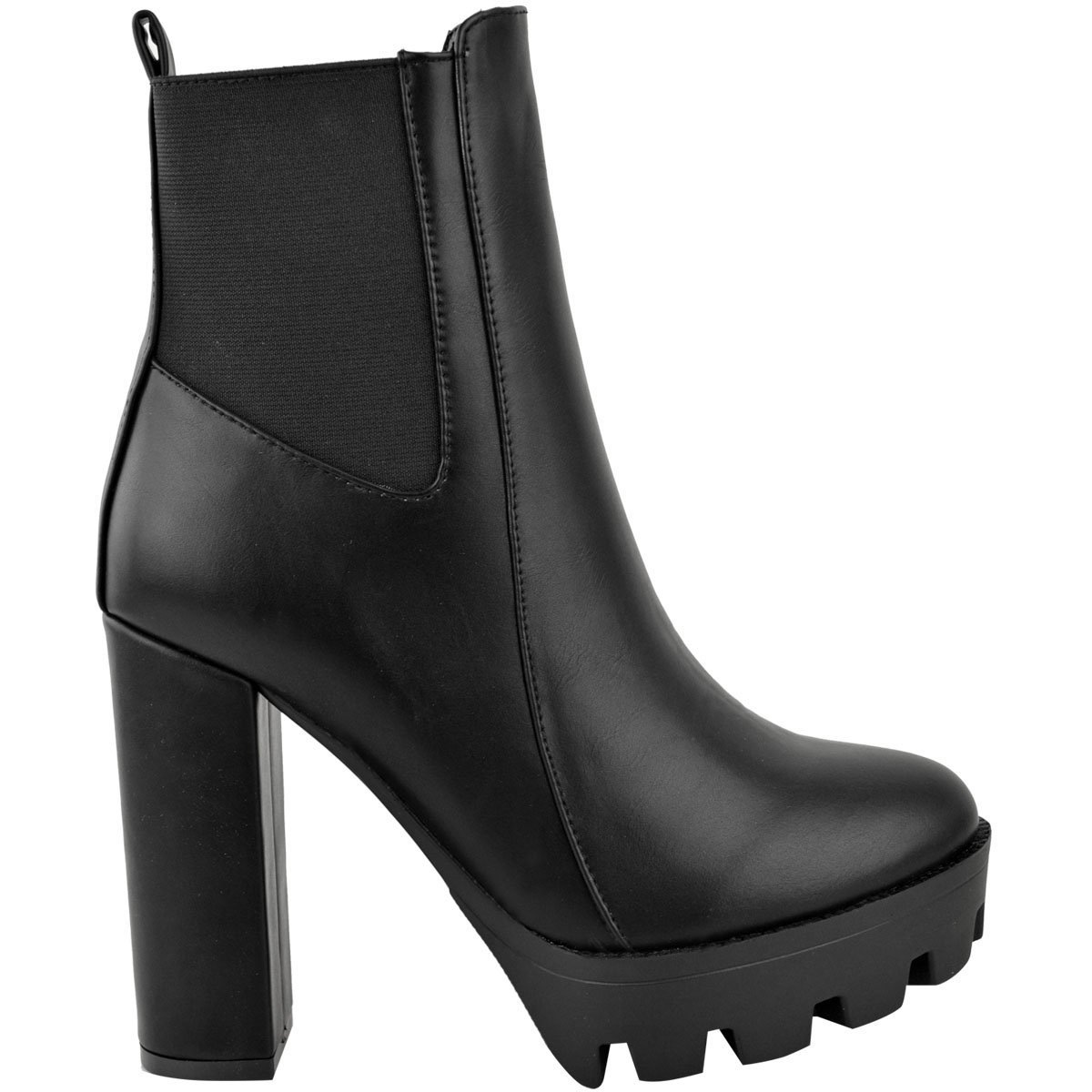 Womens Ladies Block High Heels Ankle Chelsea Boots Platforms Shoes ...