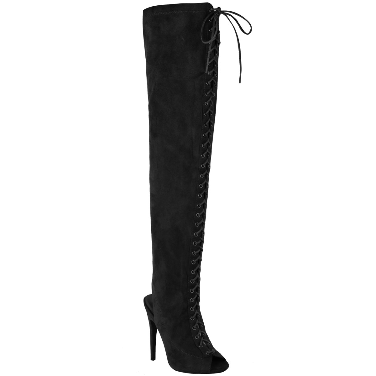 WOMENS LADIES SEXY OVER THE KNEE THIGH HIGH LACE UP STILETTOS HEELS ...
