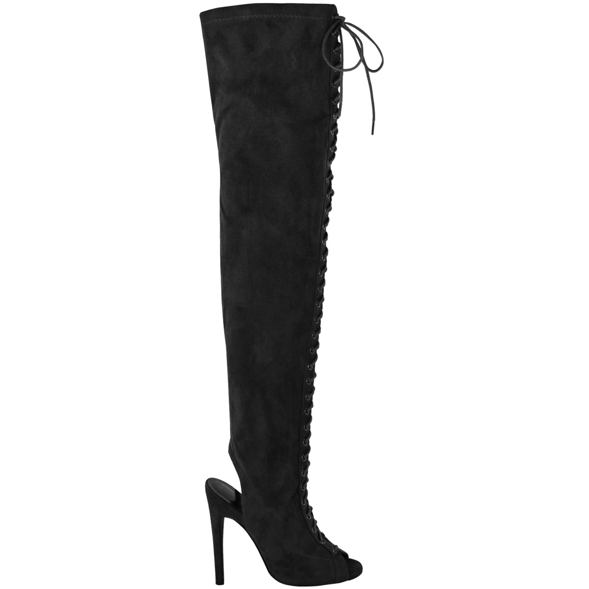 WOMENS LADIES SEXY OVER THE KNEE THIGH HIGH LACE UP STILETTOS HEELS ...