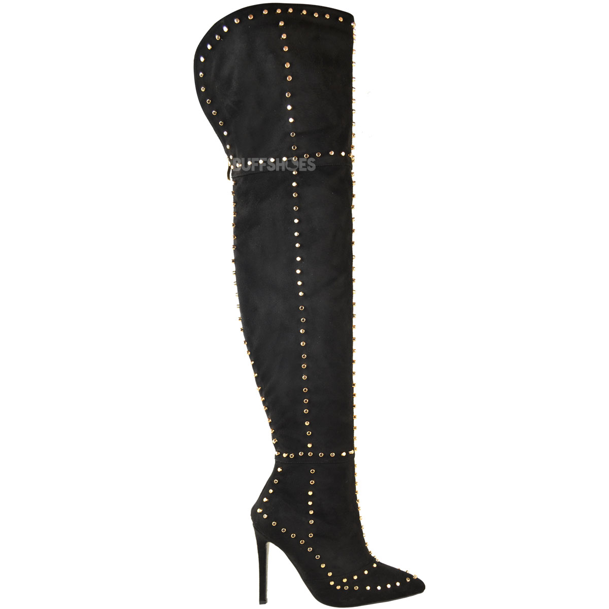 Womens Ladies Studded Over The Knee Thigh Boots High Heel Stilleto ...