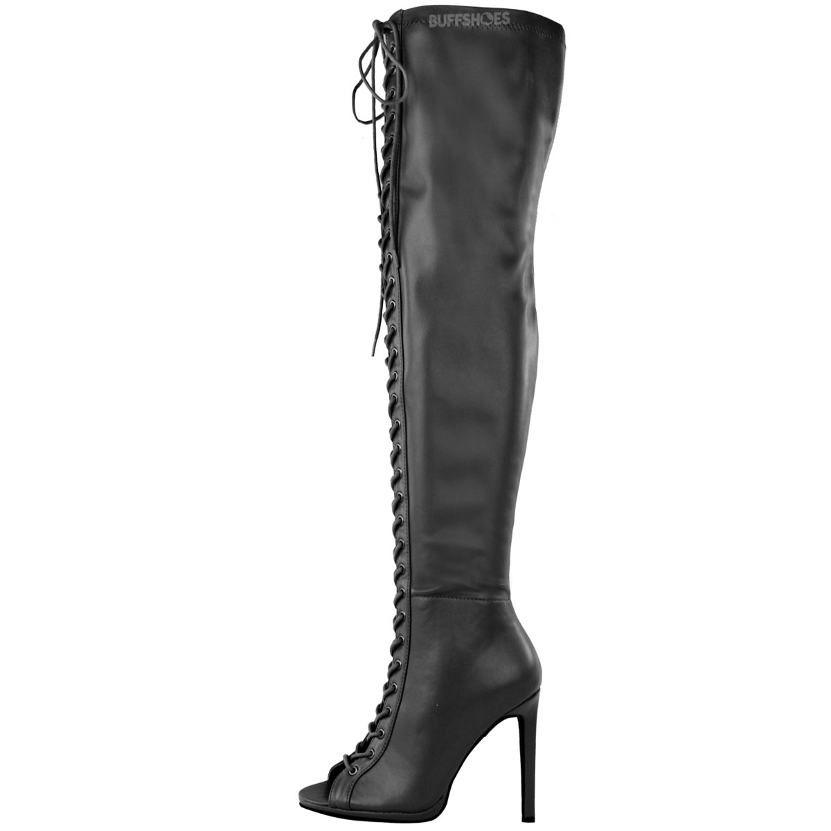 WOMENS LADIES THIGH HIGH OVER THE KNEE PLATFORM LACE UP BOOTS STILETTO ...