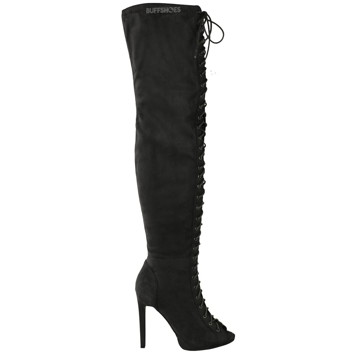 WOMENS LADIES THIGH HIGH OVER THE KNEE PLATFORM LACE UP BOOTS STILETTO ...