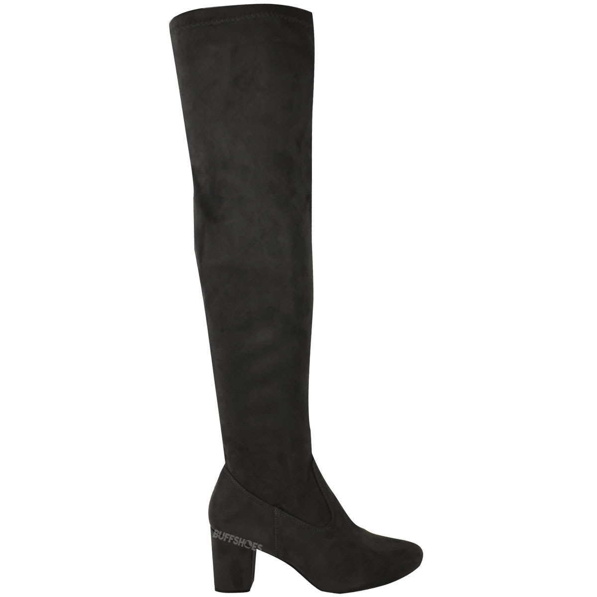WOMENS LADIES OVER THE KNEE THIGH HIGH LOW BLOCK HEELS BOOTS WORK ...